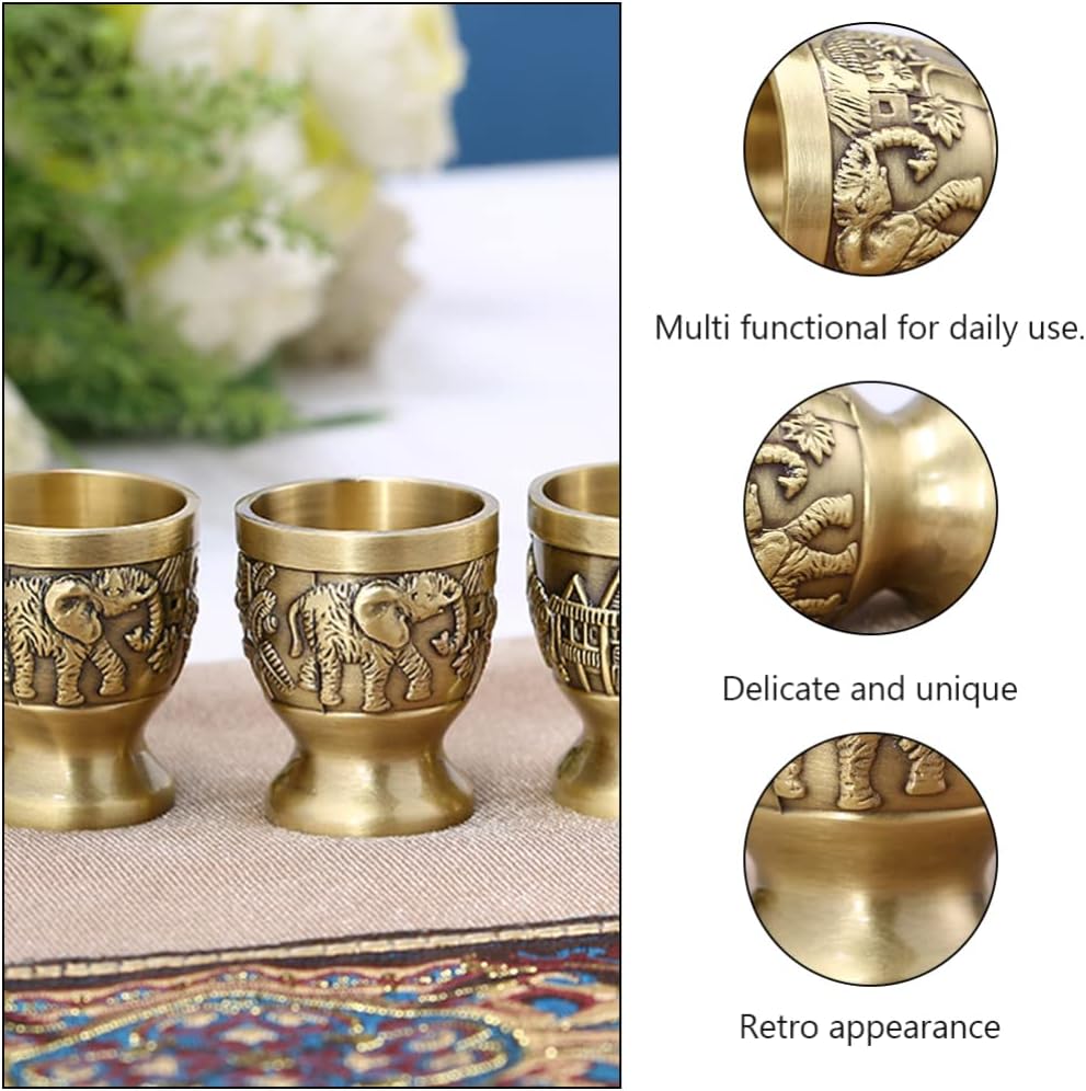 VICASKY Vaso de cristal de cáliz de bronce para whisky antiguo, copa de dram de whisky antiguo, mini taza de copa de vino, copa de cáliz de cáliz de
