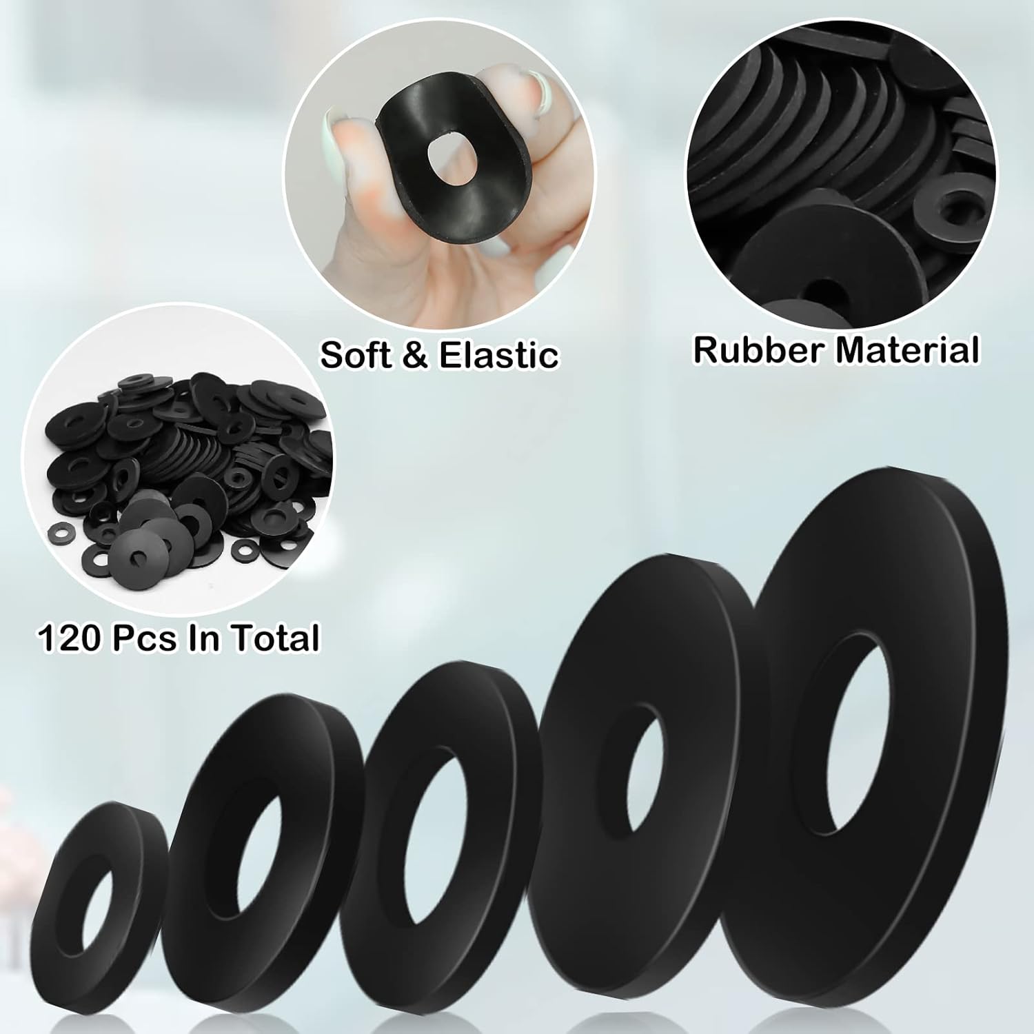 Juego de 120 arandelas de goma, 121820251.181 in, arandelas de goma resistentes para tornillos, ojales de goma para tornillos, electrodomésticos,