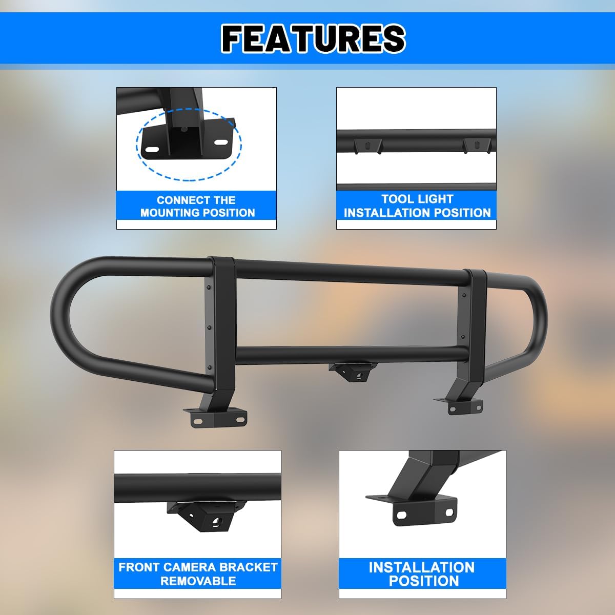 ROXX Bull Bar – Protectores de cepillo para Ford Bronco 2021-2023 con modelo de parachoques delantero modular de fábrica, no para el modelo Bronco