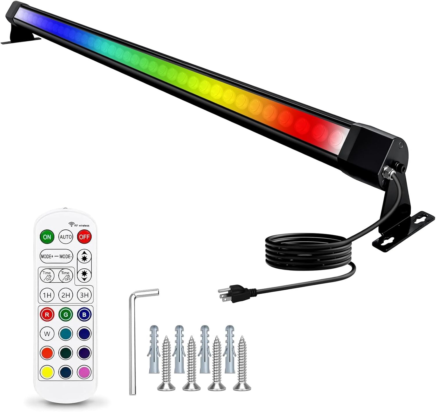 Lámpara de pared para exteriores de 72 W, luces de Halloween para exteriores, barra de luces RGB de 5000 K regulables de 48 pulgadas, luz de pared