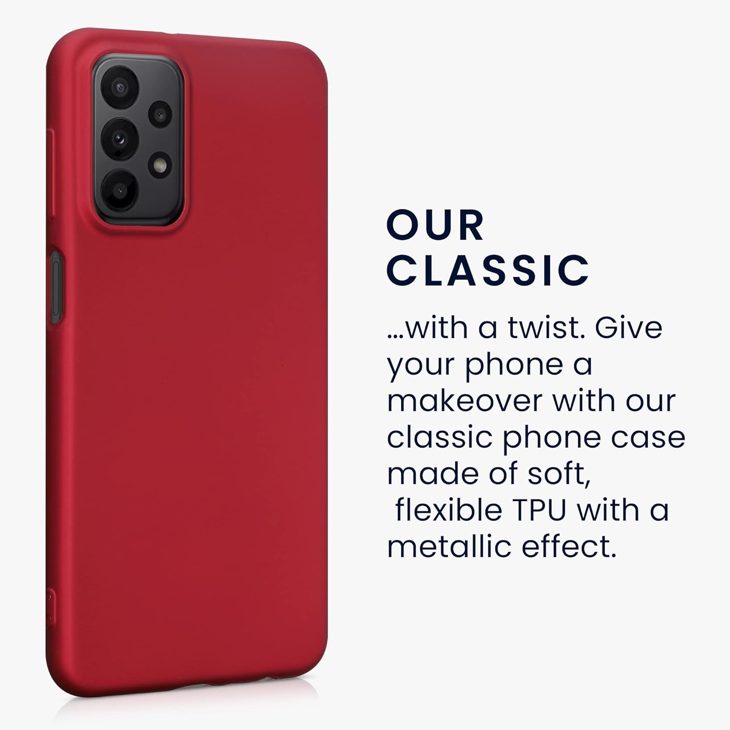 kwmobile Funda compatible con Samsung Galaxy A23 4G  5G – Funda de silicona TPU metálica suave y delgada – Rojo oscuro metálico