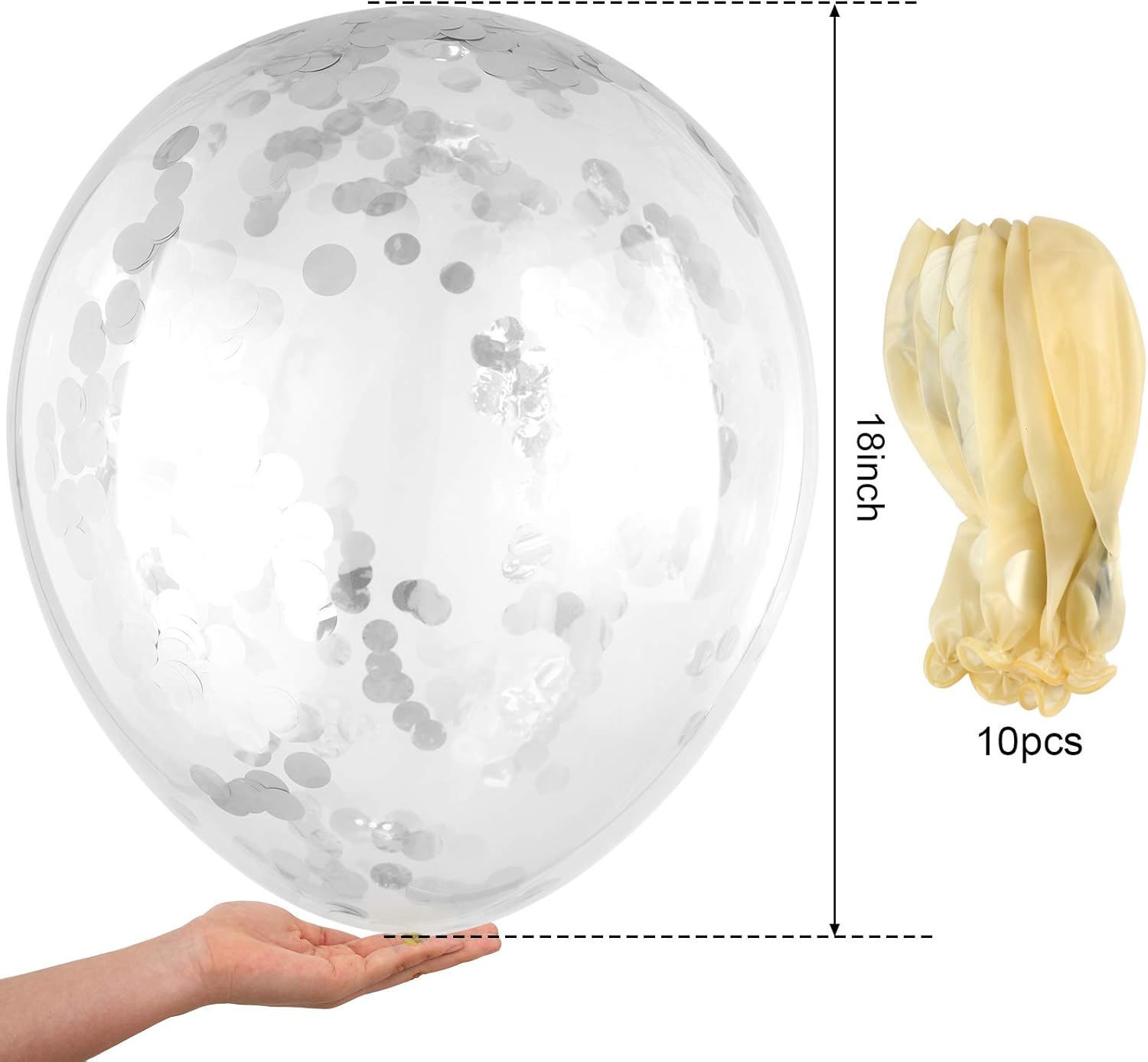 10 globos de confeti con purpurina de 18 pulgadas, globos de papel con puntos de confeti, globos grandes de látex de confeti brillante para