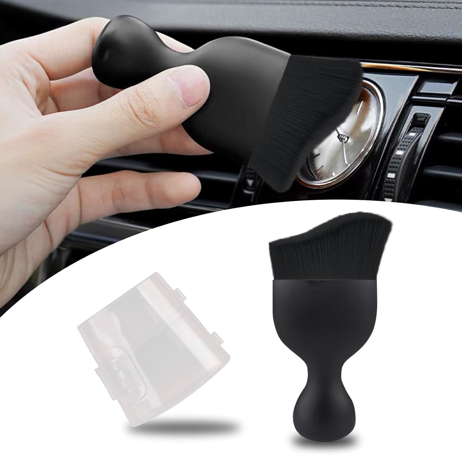 1 cepillo de salida de aire acondicionado curvado para perfil de automóvil, 3.85 x 1.77 x 0.7 pulgadas, mango de plástico ABS, cepillo suave de