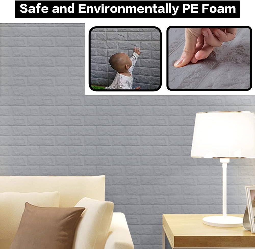 20 paneles de pared 3D plateados, cobertura de 29 pies cuadrados, adhesivo imprimible con paneles de pared de espuma de polietileno autoadhesivos