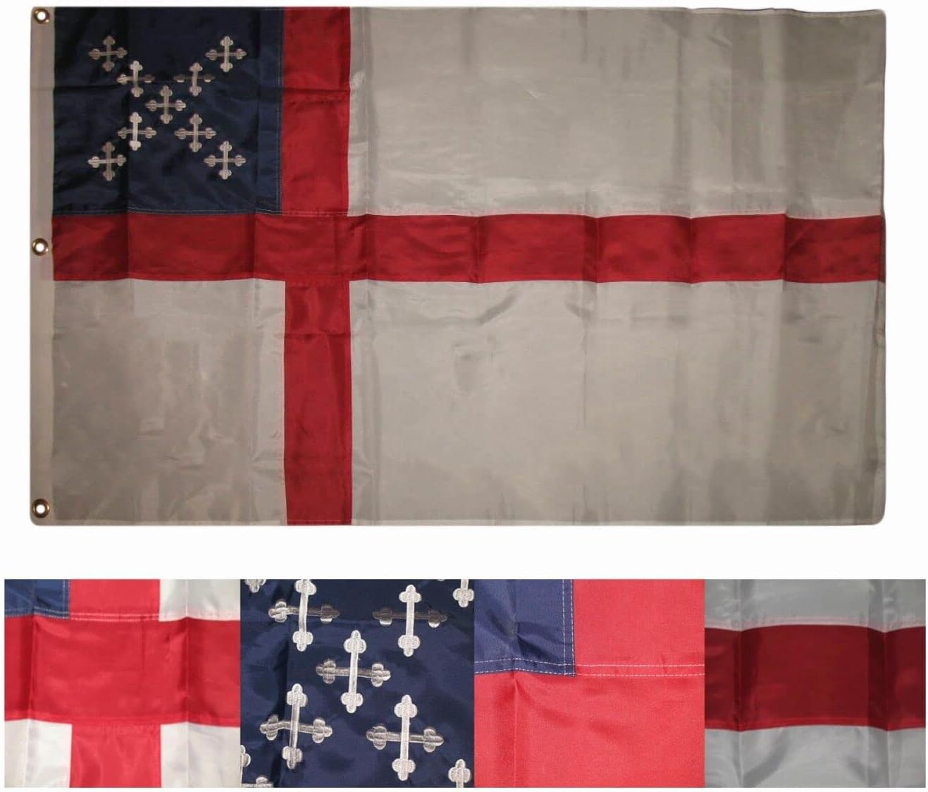 Bandera de nailon episcopal 300D bordada de alta calidad 3×5 con ojales para casa