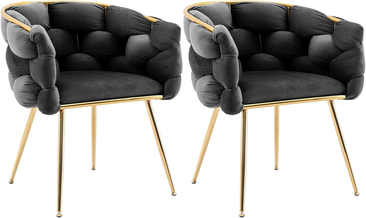 Sillas de comedor de terciopelo, sillas decorativas modernas con patas de metal dorado para comedor, cocina, tocador, sala de estar, juego de 2