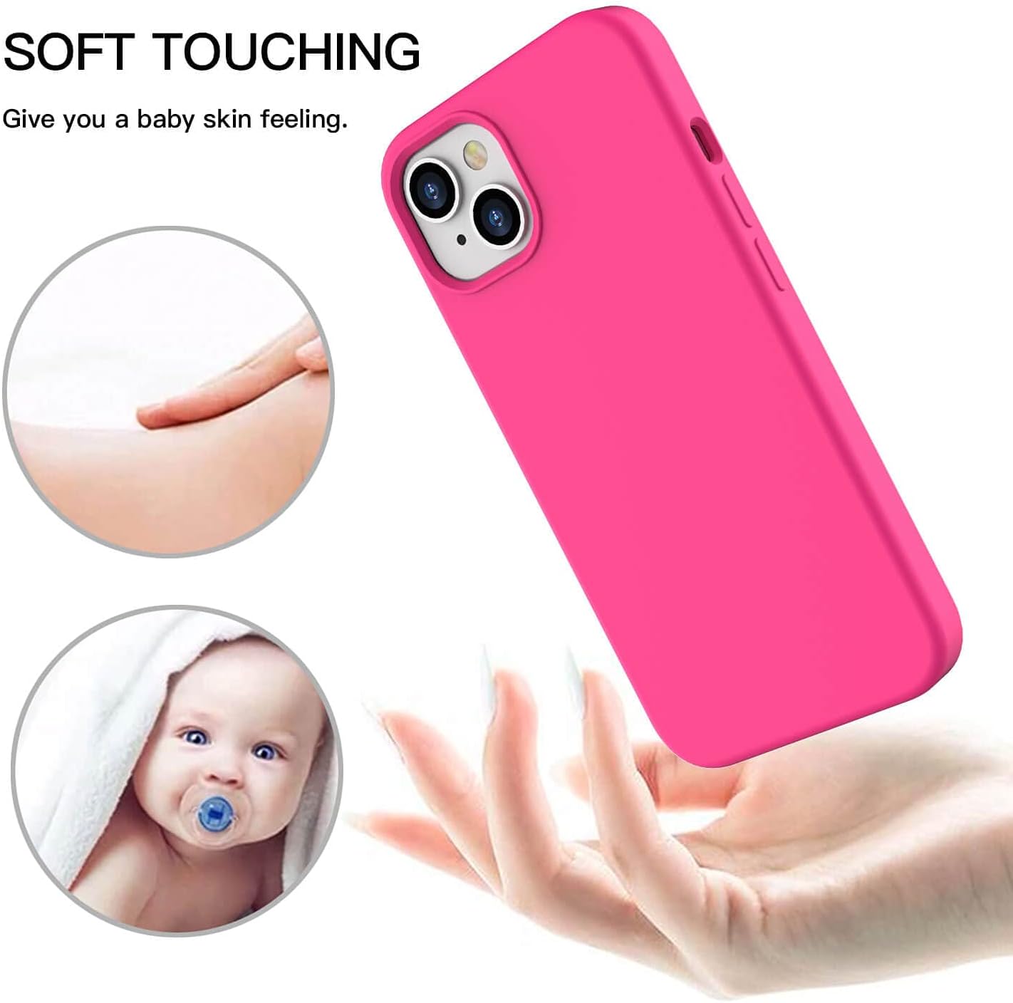 Zuslab Funda de silicona real compatible con Apple iPhone 13 de 6.1 pulgadas (2021), silicona líquida antiarañazos, goma de gel, a prueba de golpes,