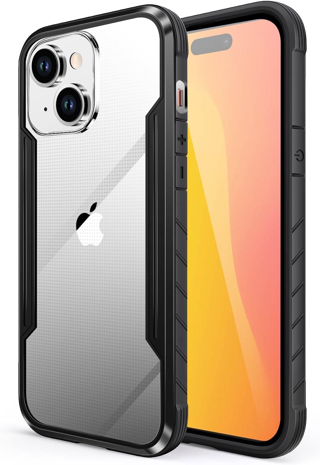 AICase Funda para iPhone 15 de titanio a prueba de golpes, transparente, de grado militar, prueba de caídas de 20 pies, marco de aluminio duradero,