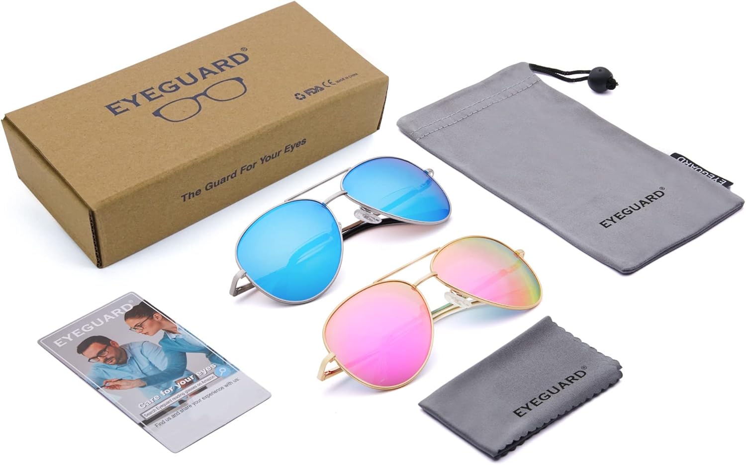 EYEGUARD Paquete de 2 lentes de sol bifocales de lectura para mujeres y hombres, protección UV400, lectores de sol clásicos de aviador