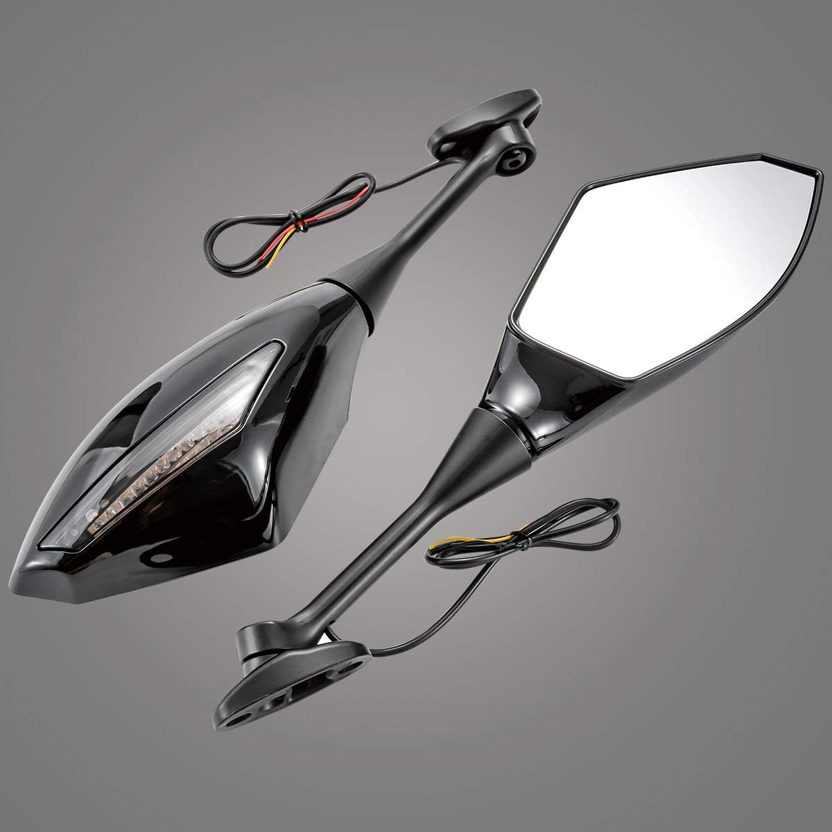 KATUR Espejos laterales universales para motocicleta, intermitentes LED integrados, indicador intermitente compatible con Sport Bike Honda CBR600RR
