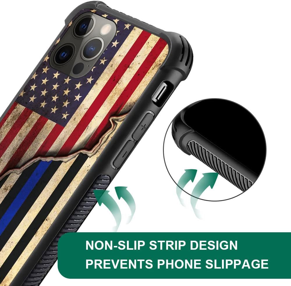 DAIZAG Funda compatible con iPhone 13 Pro Max, funda de poliuretano termoplástico con empalme rojo y azul de la bandera estadounidense para iPhone