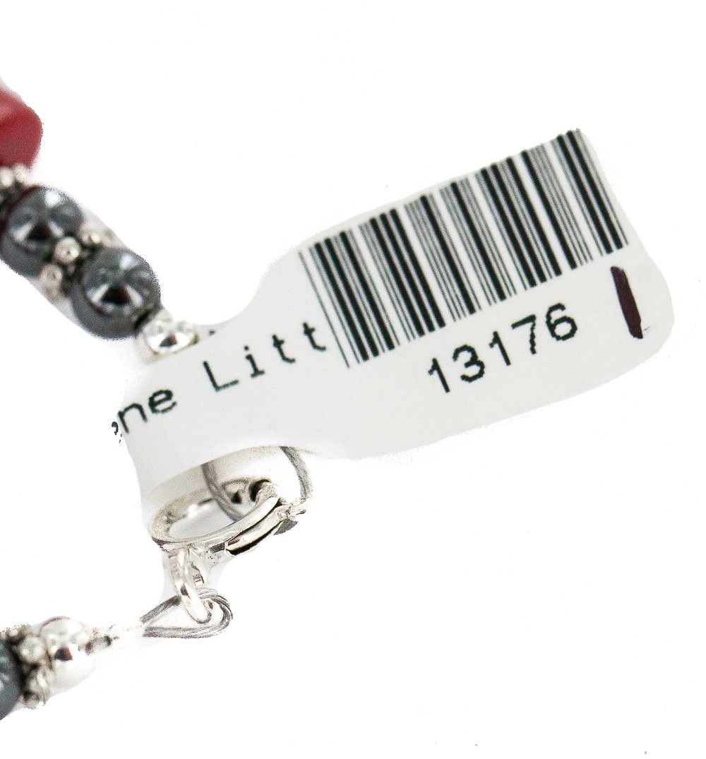 Navajo .925 Sterling Silver Certified Authentic Natural Hematite Coral Native American Bracelet