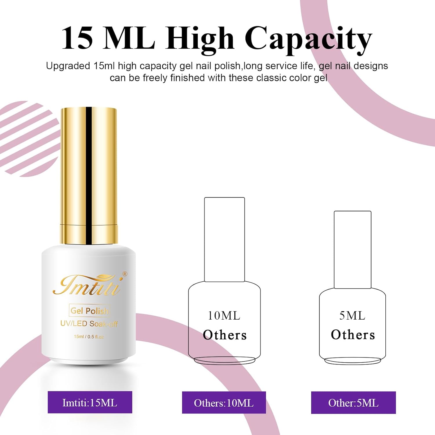 Imtiti Esmalte de uñas en gel, esmalte de uñas de gel morado lavanda UV LED, esmalte de uñas de gel para salón de manicura y arte de uñas en casa,