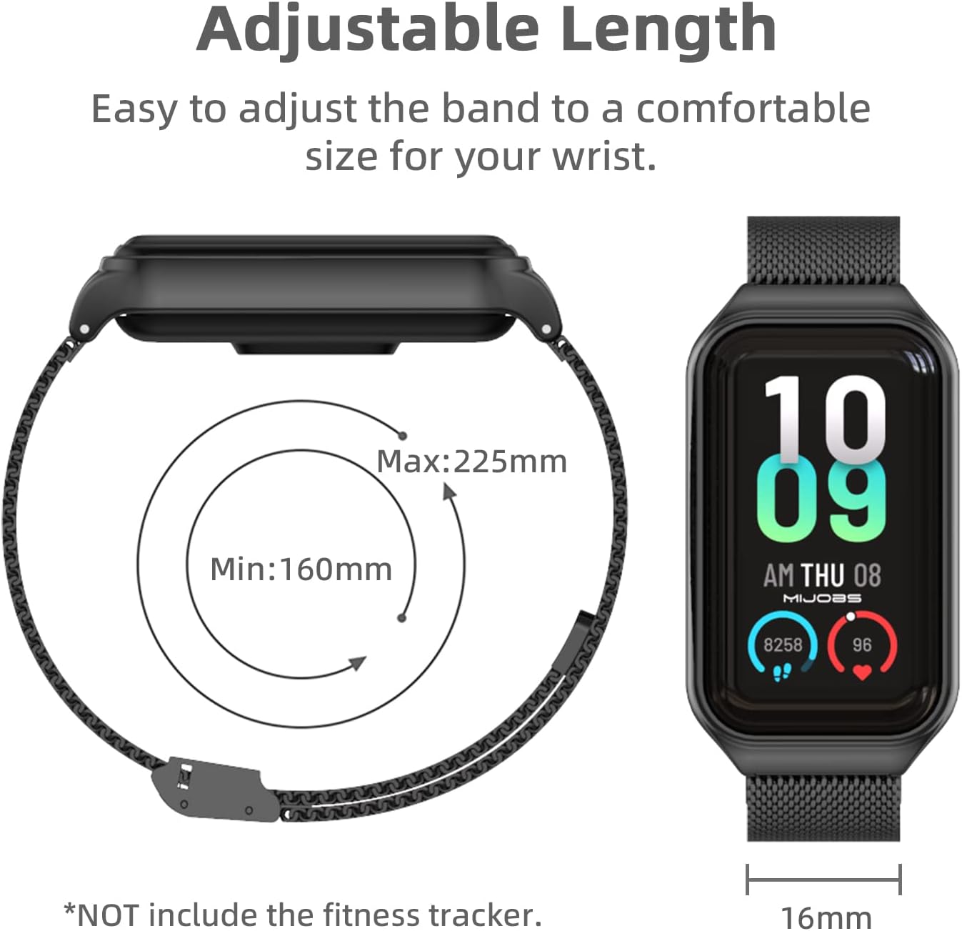 MIJOBS Correa para Xiaomi Smart Band 8 ActiveRedmi Smart Band 2 Aleación de zinc Reemplazo de la correa de reloj para Xiaomi Mi Band 8 Active