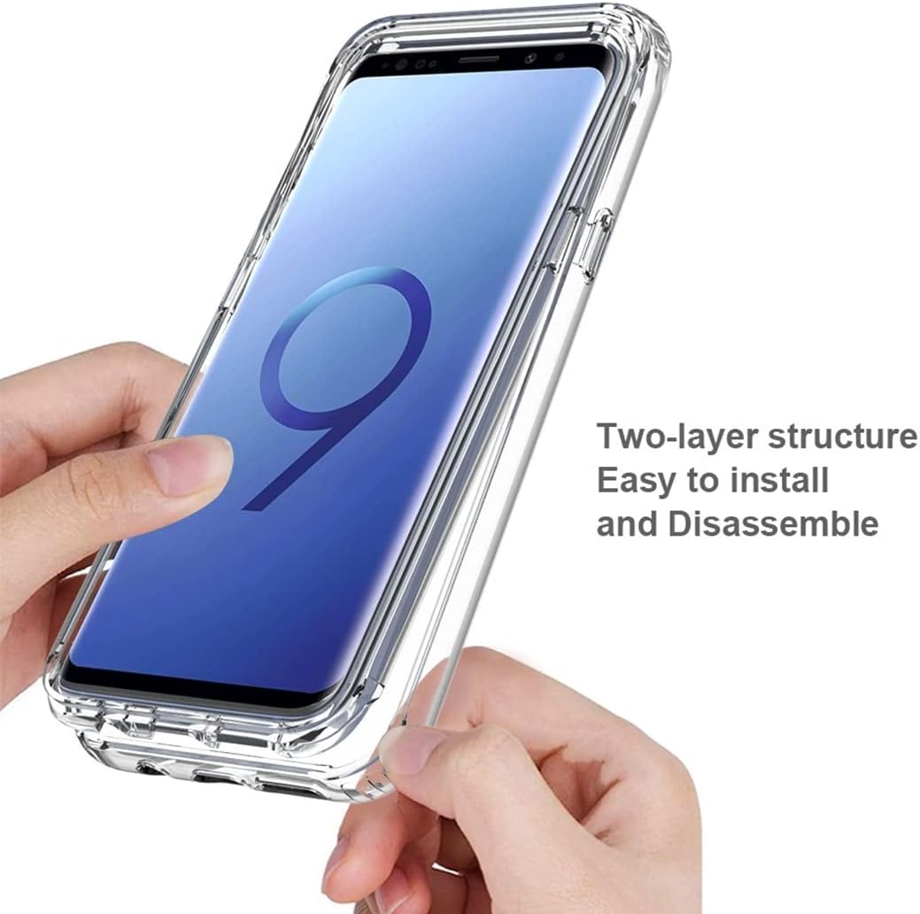 Gufuwo Funda para Galaxy S9, Samsung S9 SM-G960U con protector de pantalla de vidrio templado, transparente 360 protección de cuerpo completo,