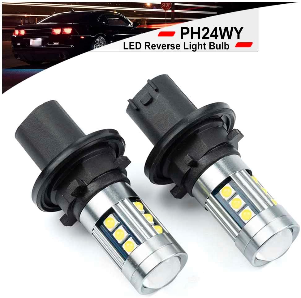 NSLUMO PU20d Base PH24WY PH24W Bombillas LED de retroceso de repuesto para Chevy Camaro 12184 12185 Luces de marcha atrás LED 6500K Xenon White