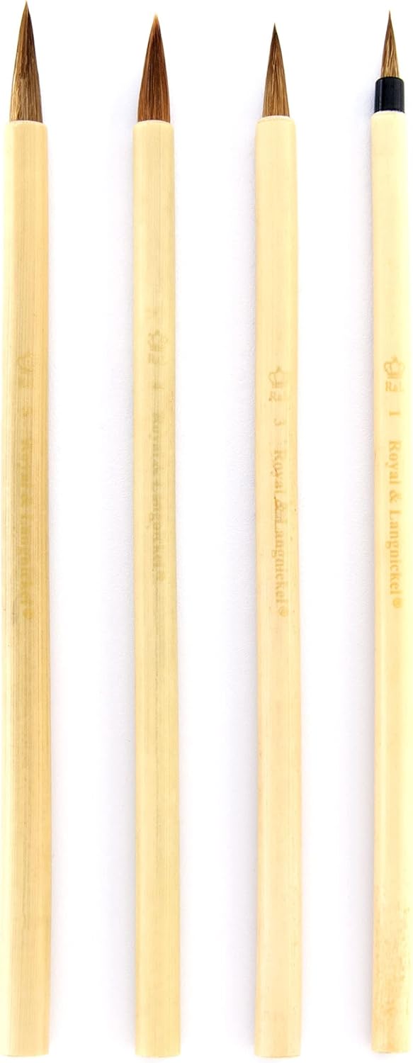 Royal & Langnickel RSET-9149 Royal Zip N’ Close – Juego de 4 cepillos de bambú marrón, 10.5 x 2.9 x 0.5