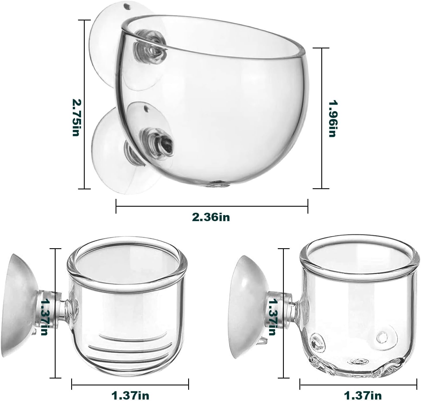 LIDSCURA Macetas acuáticas con agujero de cristal para plantas acuarias, 3 estilos, maceta acuática con ventosas, decoración de acuario para
