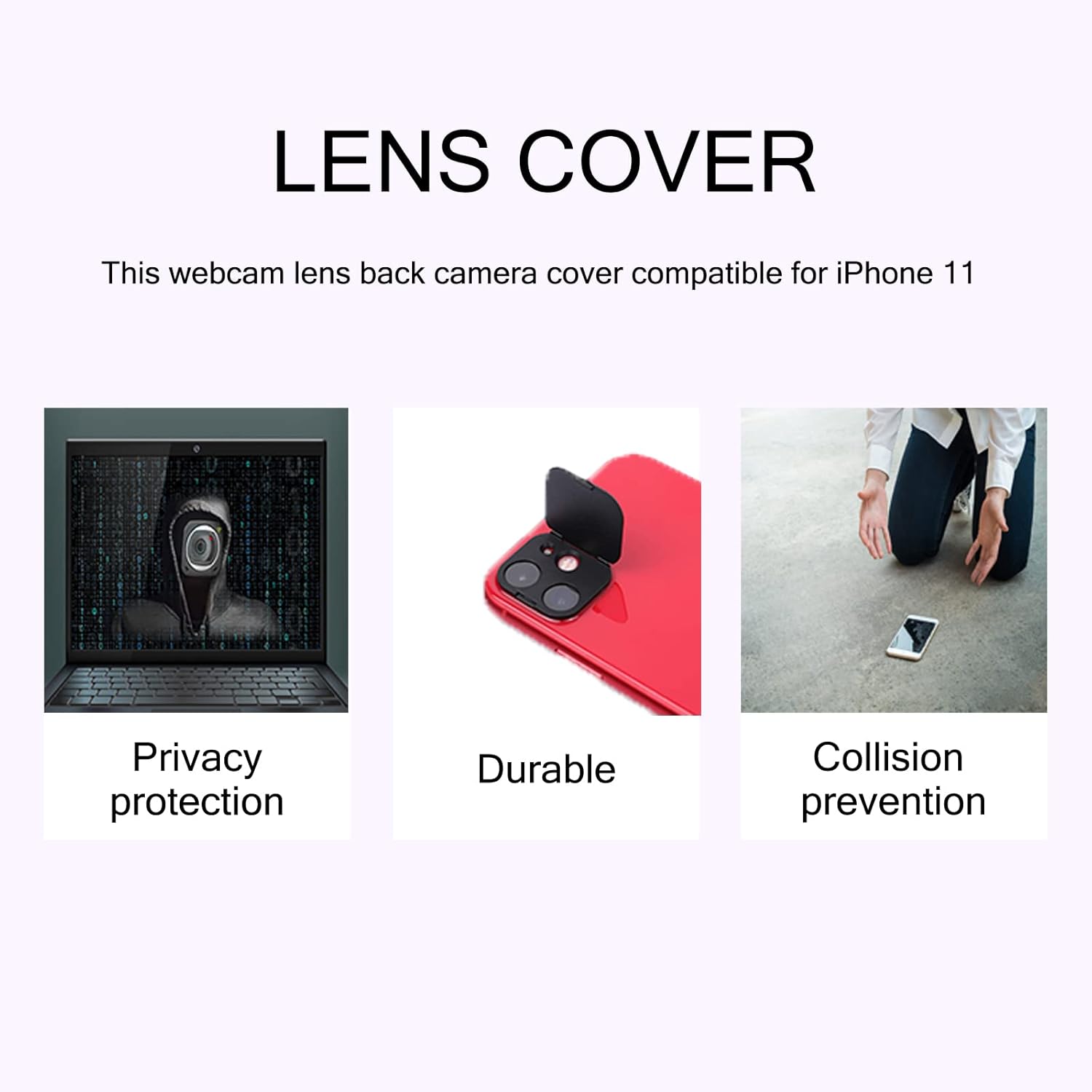 Funda para lente de cámara compatible con iPhone 11, incluye funda para cámara frontal de iPhone, protege la privacidad y la seguridad, pero no