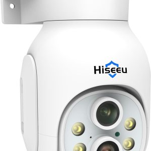 Hiseeu Cámara de seguridad de doble lente de 3MP inalámbrica WiFi 2.4GHz al aire libre, zoom panorámico e inclinación de 10X 360, visión nocturna a Hiseeu Cámara de seguridad de doble lente de 3MP inalámbrica WiFi 2.4GHz al aire libre, zoom panorámico e inclinación de 10X 360, visión nocturna a