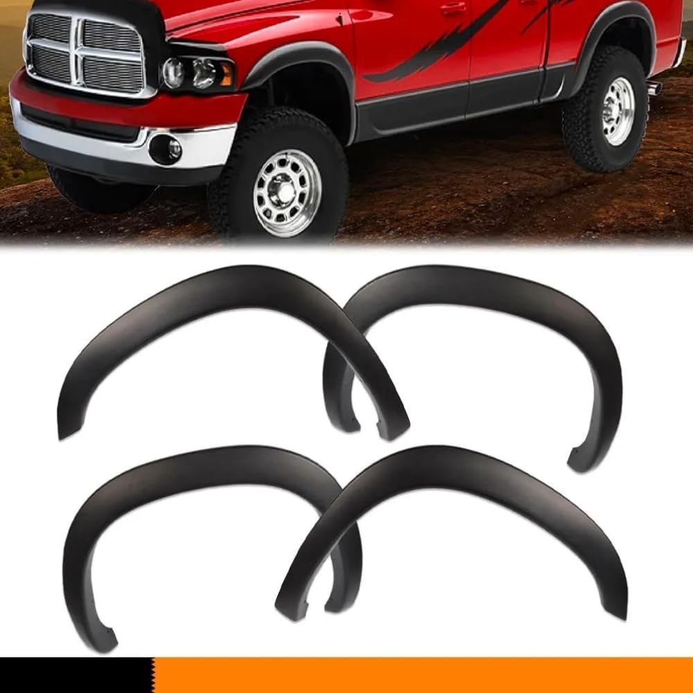 4 fundas de rueda de guardabarros texturizadas, estilo de fábrica, compatible con Dodge Ram 15002003-2009 Ram 2500 3500 2002-2008 (no compatible con