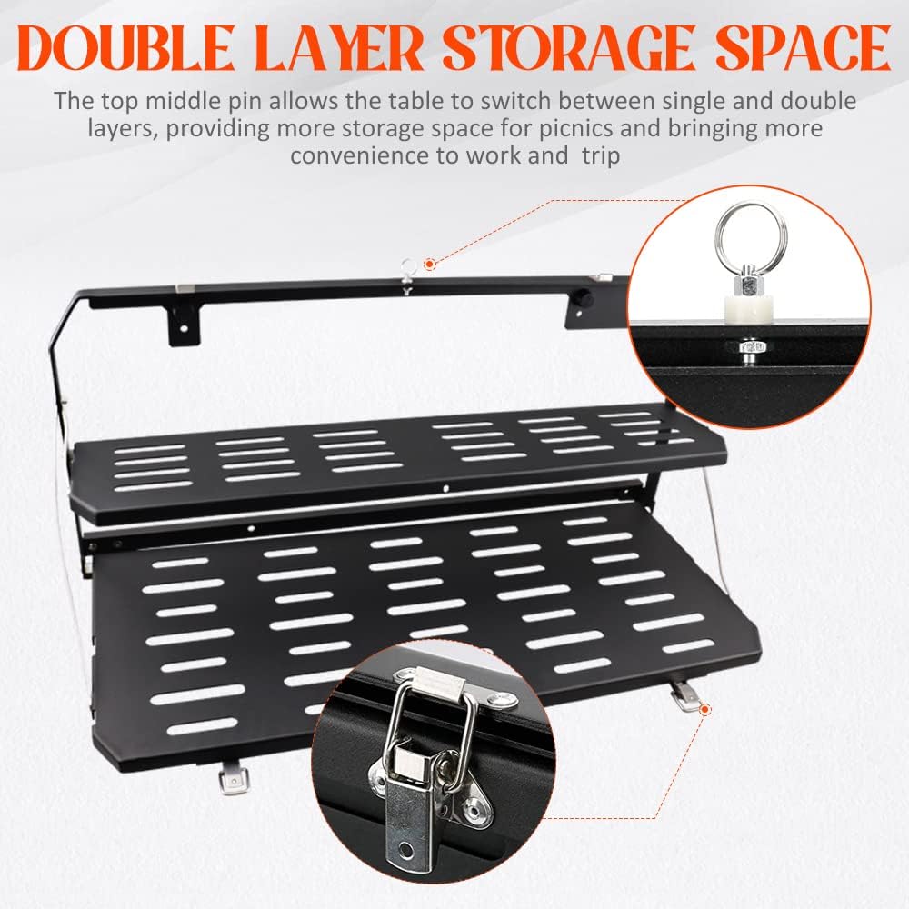 Samman JL – Soporte plegable de metal para portaequipajes para puerta trasera, soporte de equipaje para acampar al aire libre, compatible con Jeep