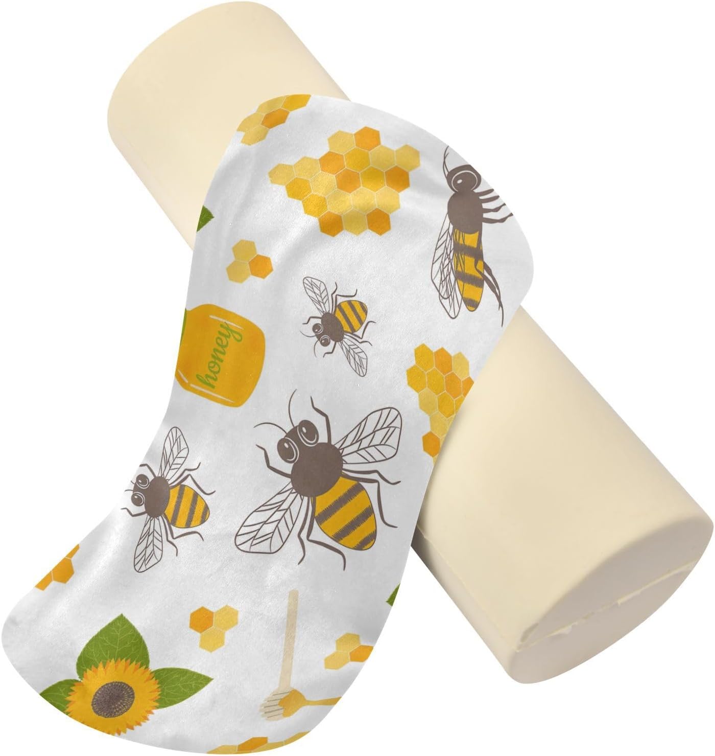 Honeycombs Sweet Round Cervical Roll Bolster Pillow Decorativo Cuello Roll Funda de Almohada Pequeña Almohada Redonda Cojín para Rodilla