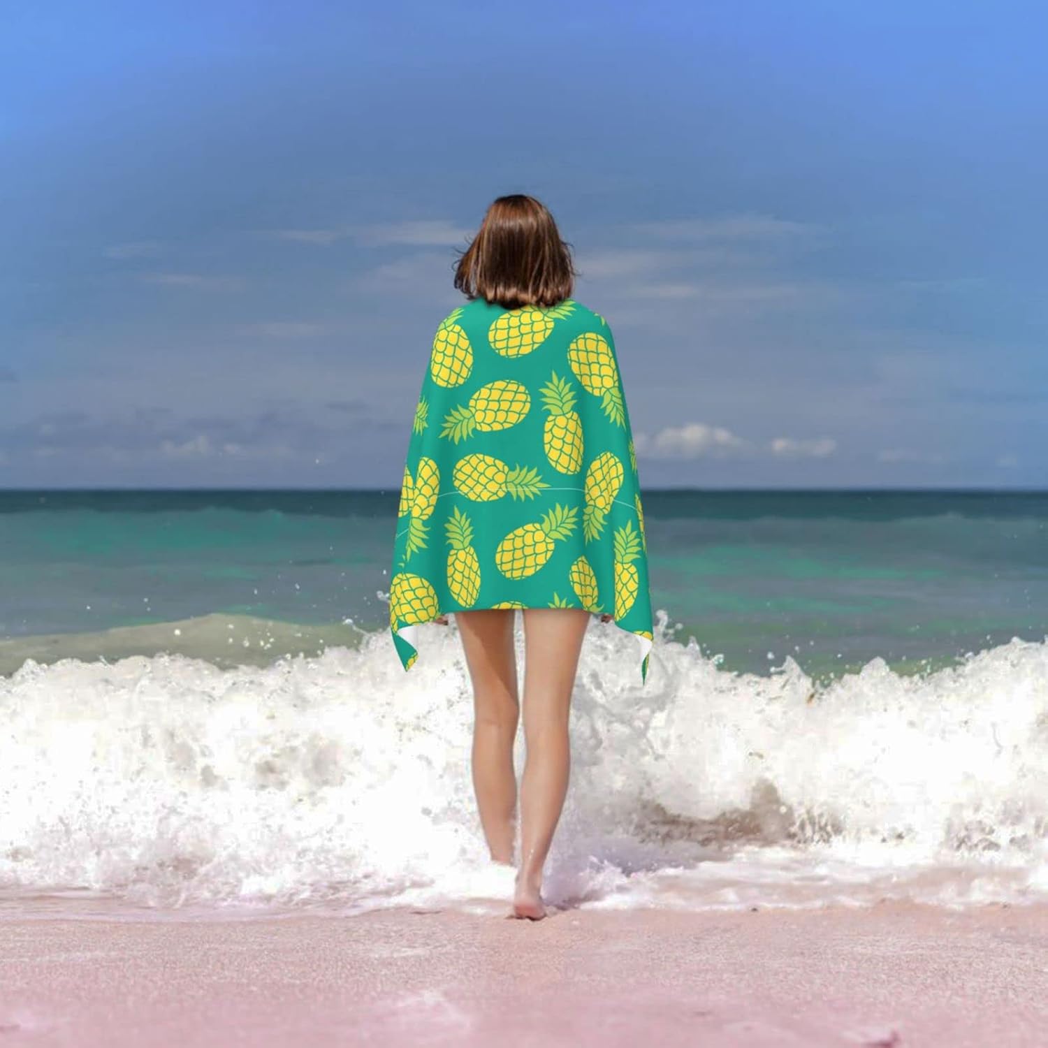 Divertidas toallas de playa de piña de secado rápido, de microfibra, suave y absorbente, toalla de baño de viaje al aire libre, toalla de playa de
