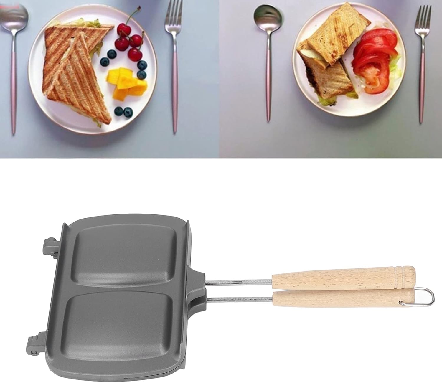 Sandwichera de desayuno, sartén para hornear sándwich de doble cara, sartén antiadherente, sartén de prensa para panini, tostadora de perritos