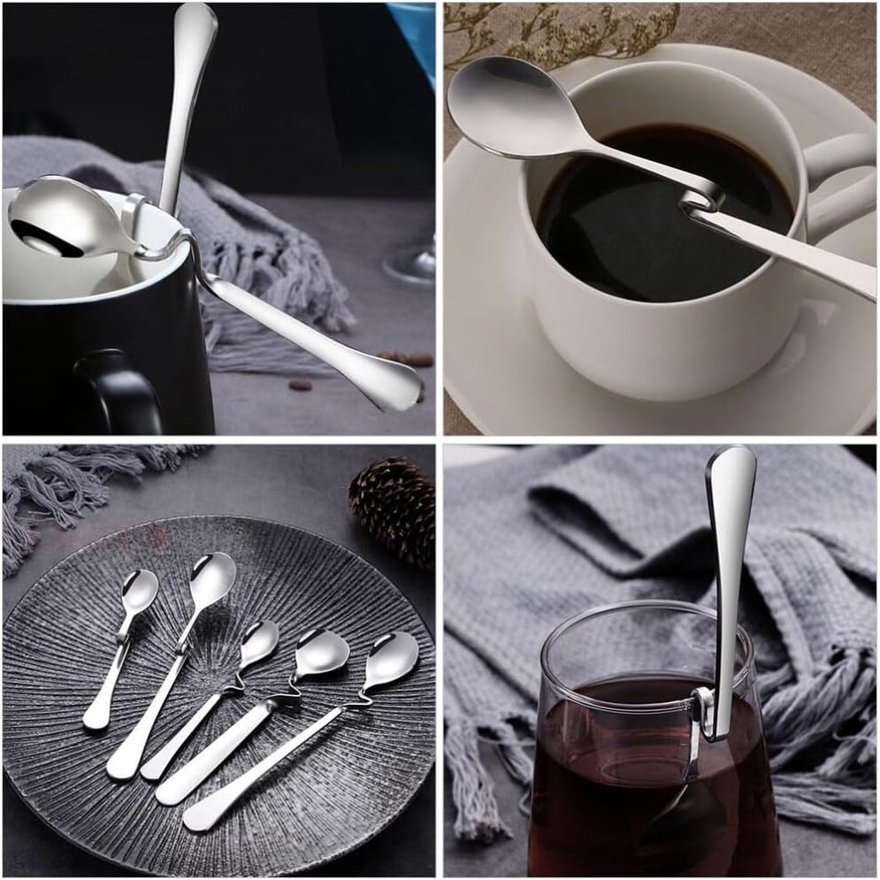 OSALADI 4 cucharas de café expreso de acero inoxidable mermelada de miel cuchara de café cuchara mezcladora de leche cucharadita taza colgante