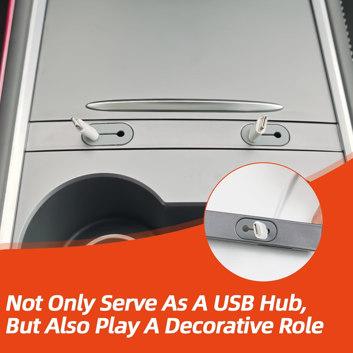 Hub USB para Tesla Model 3 2021-2023, modelo Y 2019-2023, organizador de cables de consola central con soporte de gestión de cables de carga