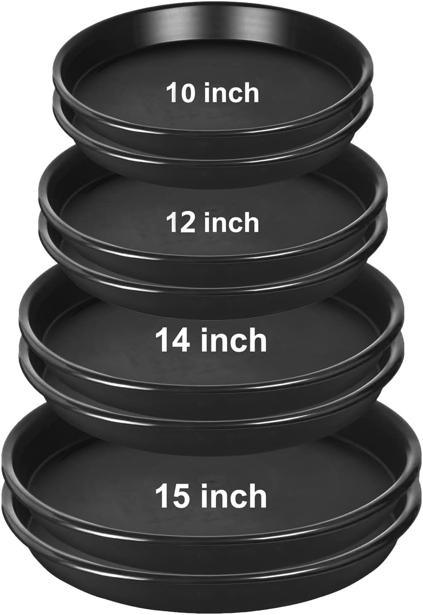 Paquete de 8 platillos de plástico para plantas de 10 pulgadas, 12 pulgadas, 14 pulgadas, 15 pulgadas, bandejas de goteo para plantas de interior y
