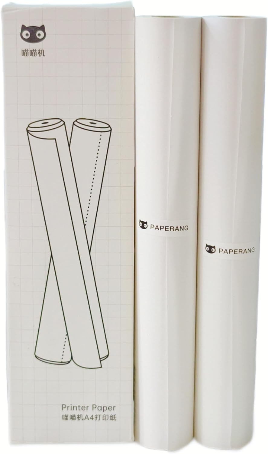PAPERANG – 2 rollos  caja no adhesiva A4 de Estados Unidos, tamaño carta, papel térmico para PeriPage A40, M08F, MT810 u otra impresora portátil A4,