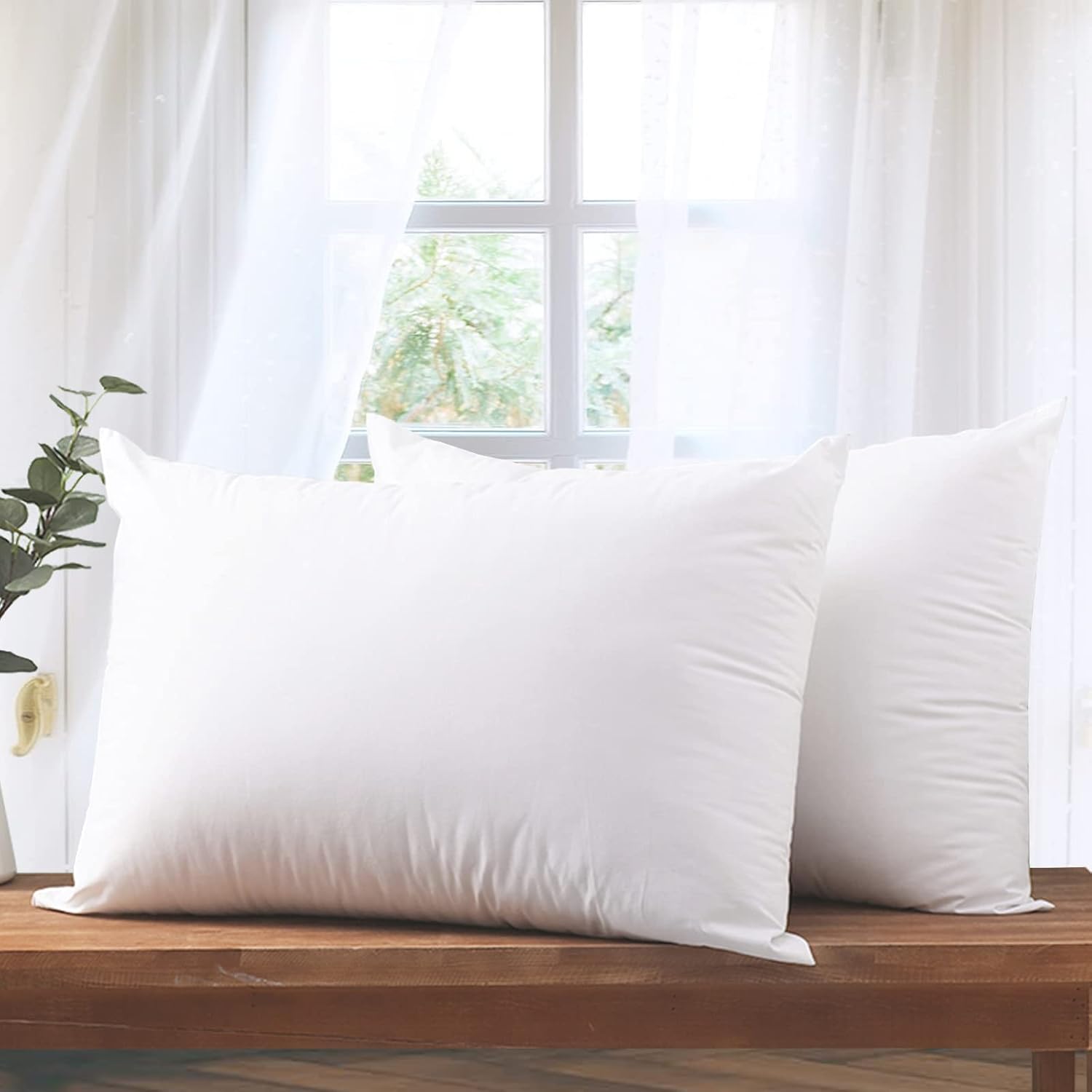 Almohadas de cama de lujo de tamaño estándar paquete de 2 almohadas alternativas de plumón súper suaves para dormir de espalda, de lado y boca abajo