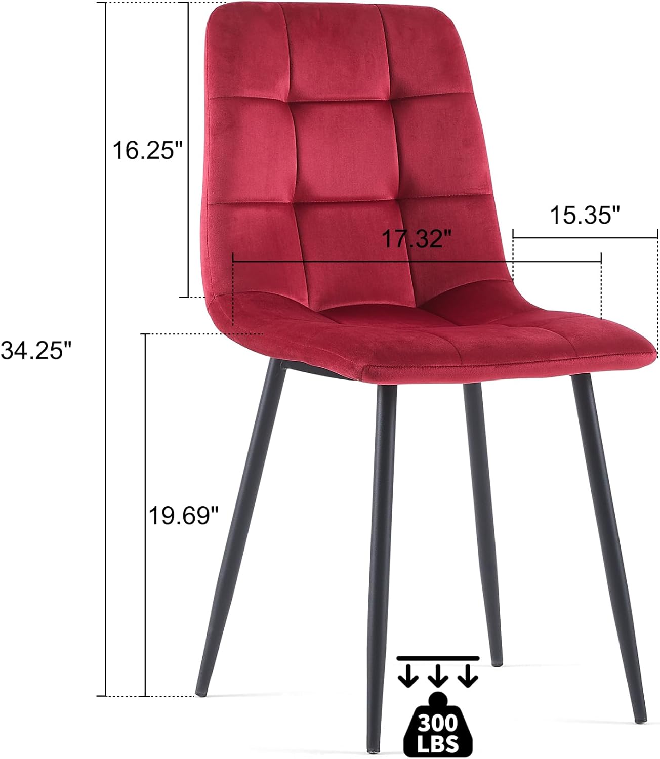 somedream – Juego de 6 sillas de terciopelo modernas, sin brazos, con patas de metal, sillas laterales tapizadas para cocina, sala de estar, color