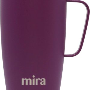 MIRA Taza de café aislada de 18 onzas con asa y tapa, apta para portavasos, acero inoxidable, iris MIRA Taza de café aislada de 18 onzas con asa y tapa, apta para portavasos, acero inoxidable, iris