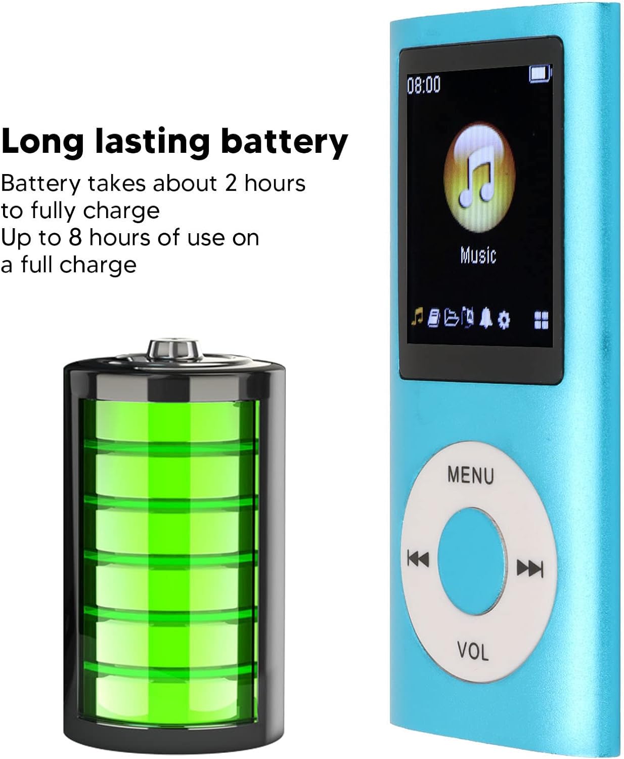 Reproductor de MP4, música portátil sin pérdidas, reproductor MP3 MP4, soporte para tarjetas de memoria, pantalla LCD delgada de 1.8 pulgadas,