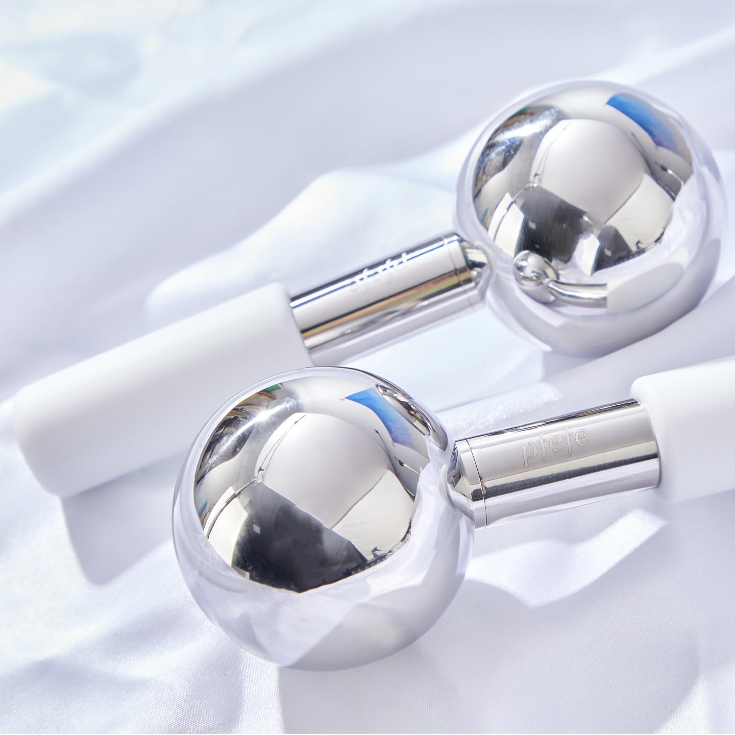 Globos de hielo giratorios de 360 grados para cara y ojos, varillas de acero inoxidable irrompibles para rutinas de belleza, tratamientos faciales