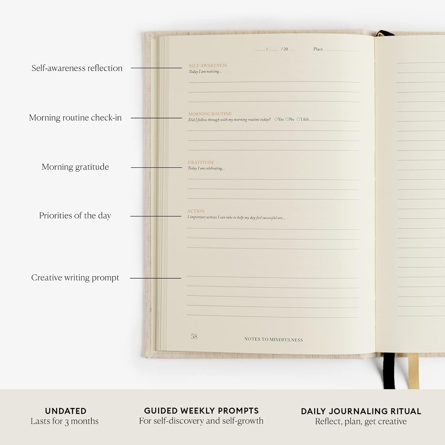 Intelligent Change Diario diario de notas para atención plena para mujeres con indicaciones para escribir, diario ilustrado de gratitud, diario