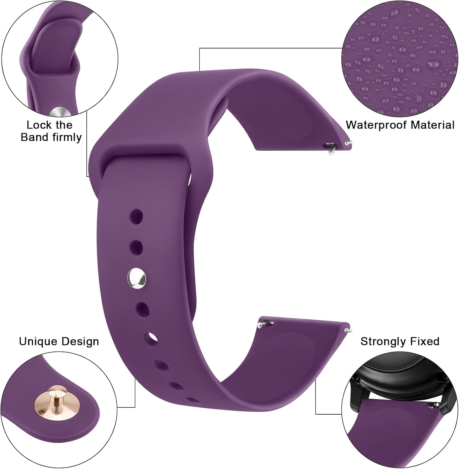 Wanme Compatible con Garmin Vivoactive 4 Bands, Garmin Venu 2 Band para mujeres y hombres, correa de repuesto de silicona suave de 0.866 pulgadas
