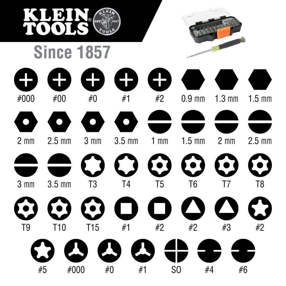 Klein Tools Juego de destornilladores de precisión con estuche + destornillador de trinquete, kit de herramientas de reparación todo en uno para