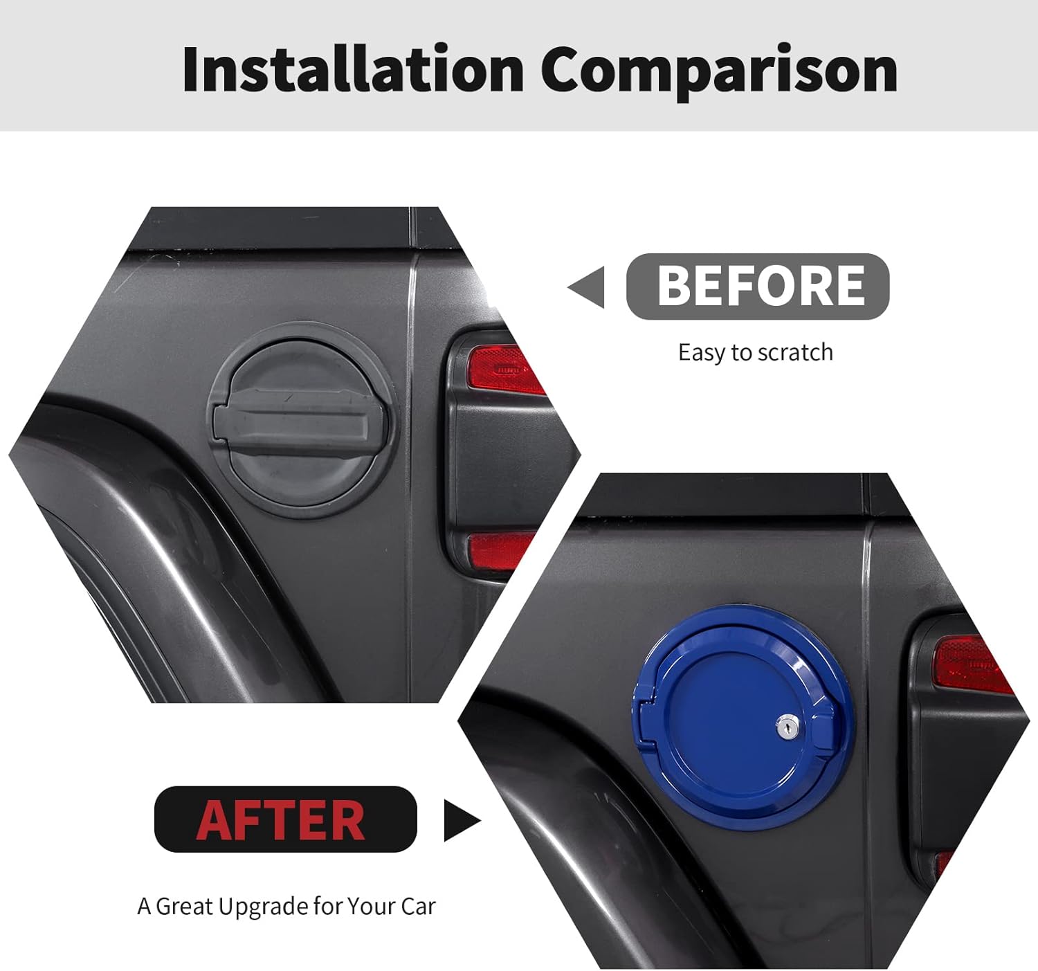 Tapa de depósito de gasolina con cierre de puerta, accesorios exteriores para Jeep Wrangler JL JLU 2018-2023, color azul