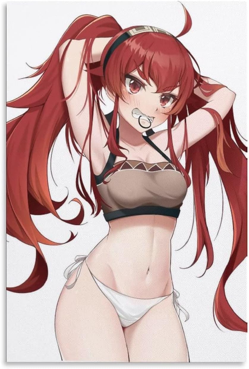 Mushoku Tensei Jobless Reincarnation Anime Long Hair Girl Red Hair Canvas Poster Bedroom Decor Office Room Decor Gift (Unframe,16″X24″)