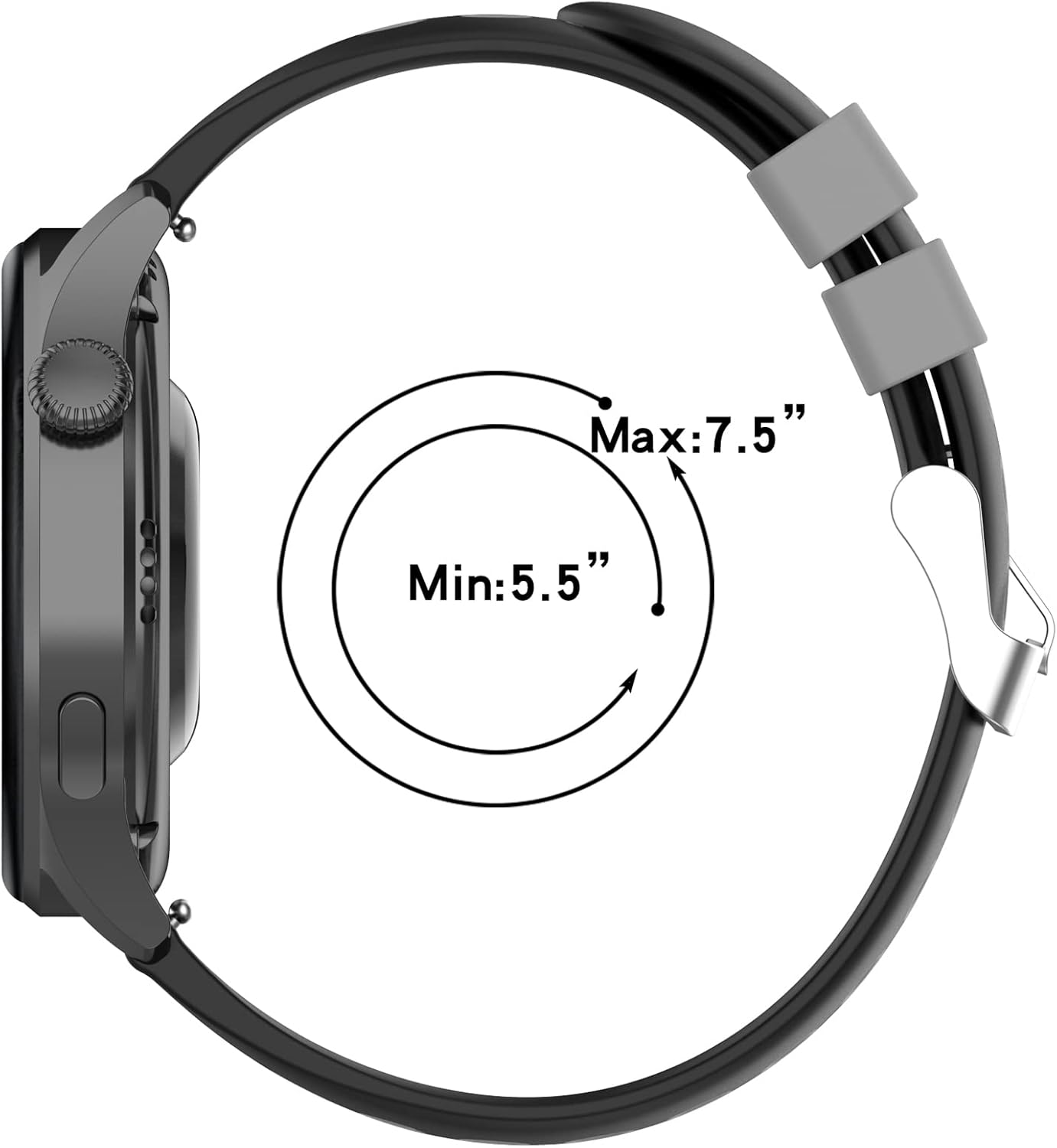 AWADUO Compatible con Huawei Watch GT3 1.81 pulgadas, correa de silicona de repuesto elástica ajustable de 0.866 pulgadas, compatible con Huawei