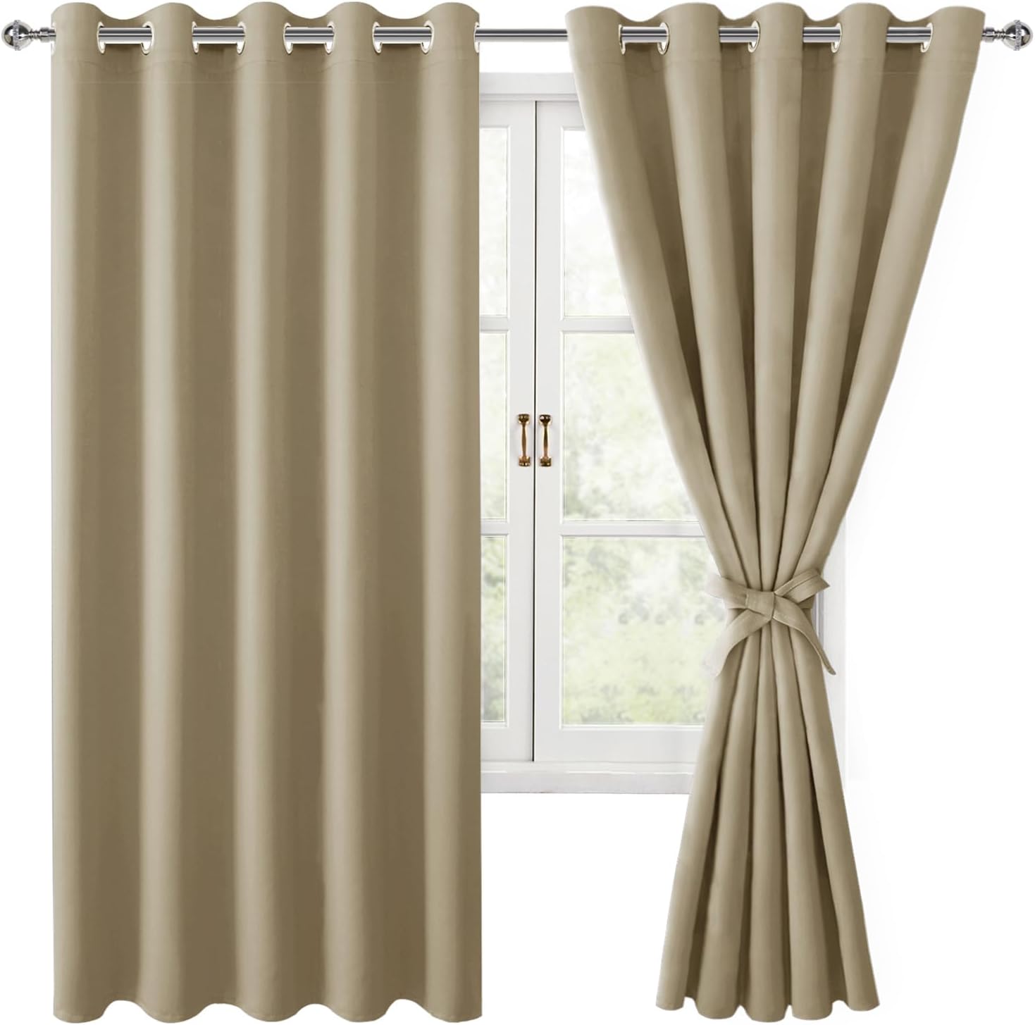 Hiasan Cortinas opacas para dormitorio, 60 x 63 pulgadas de largo, cortinas de ventana con aislamiento térmico y bloqueo de luz para sala de estar,