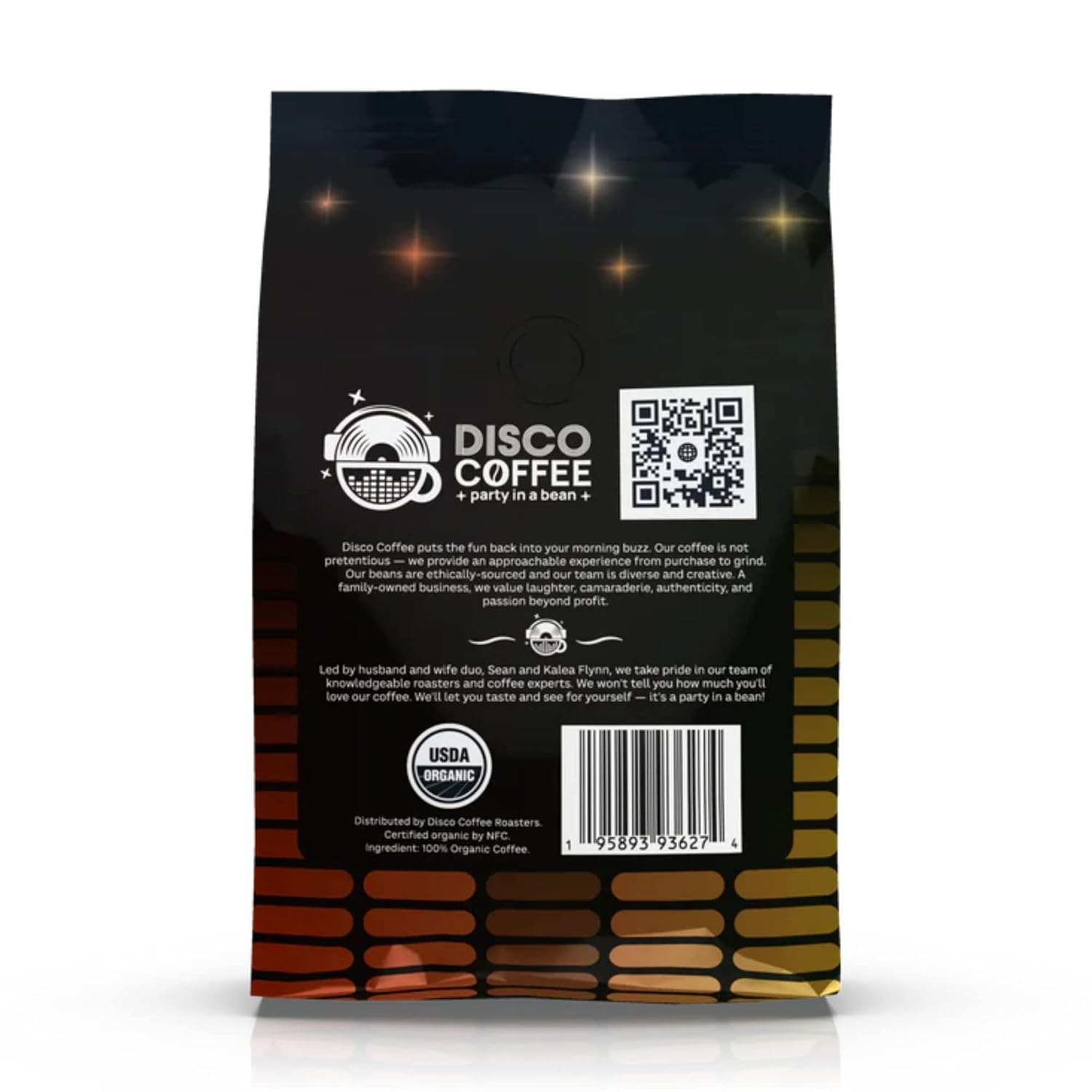 Disco Coffee Mezcla de café orgánico de tostado oscuro psicodélico amanecer, café de calidad premium, Nicaragua, cereza india Robusta (prensa