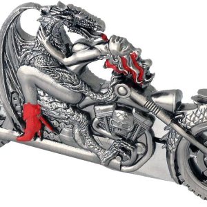 Dragon Riding with Naked Girl Chopper – Cuchillo plegable con mango de metal para motocicleta Dragon Riding with Naked Girl Chopper – Cuchillo plegable con mango de metal para motocicleta