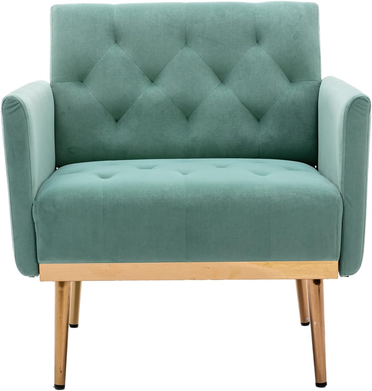 SZLIZCCC Silla decorativa cuadrada de terciopelo, silla de sofá individual con patas de metal dorado, silla de sala de estar, silla de dormitorio,