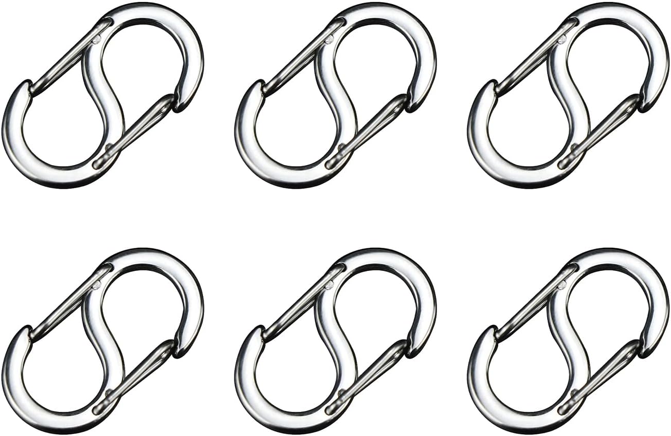 Titanium Carabiner Clips 6PCS Dual Snap Hook Small Keychain Spring Clasps for Camping Fishing Hiking Keychain Accessories