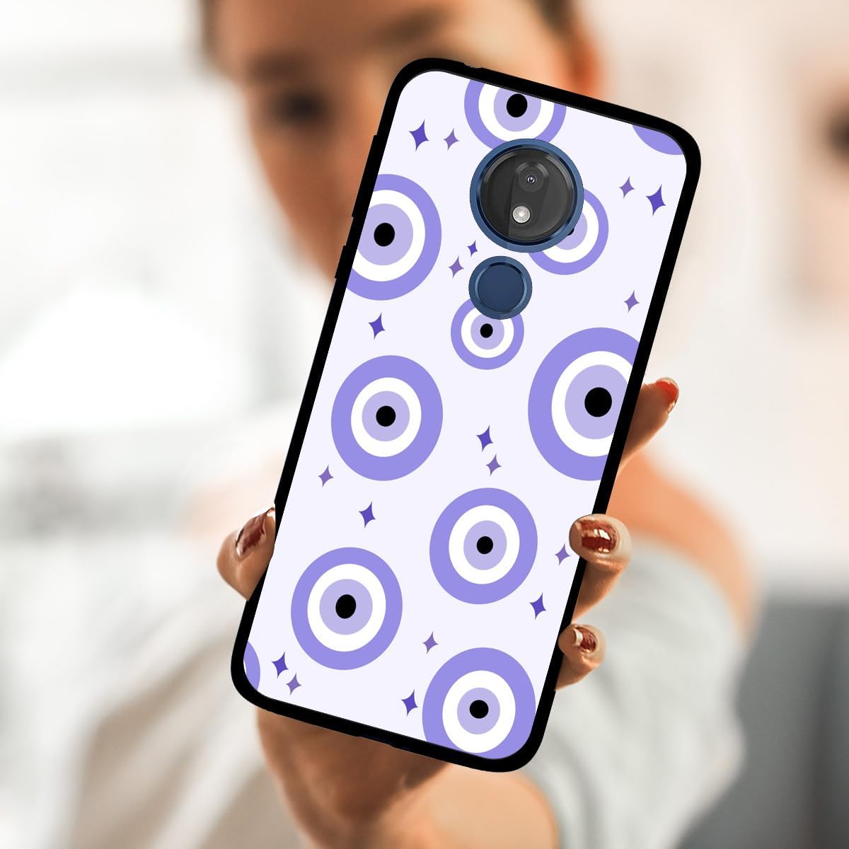 Funda de teléfono para Motorola Moto G7 PowerSupraOptimo Maxx, color morado de ojo turco de ojo de demonio turco Ojo Turco Morado Linda funda
